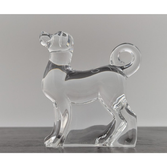 Baccarat Crystal Akita Dog Puppy Zodiac 1994 Figurine Paperweight France 4.5" - Picture 3 of 13
